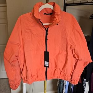 Coral Wear It To Heart Windbreaker Jacket NWT Hidden Hood Size Small Boxy Fit